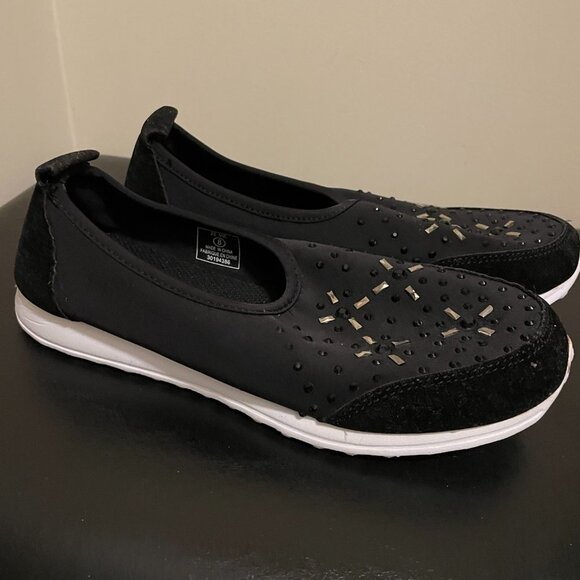 NWOT George Black Rhinestone Slip-Ons - US 8 - Picture 3 of 6